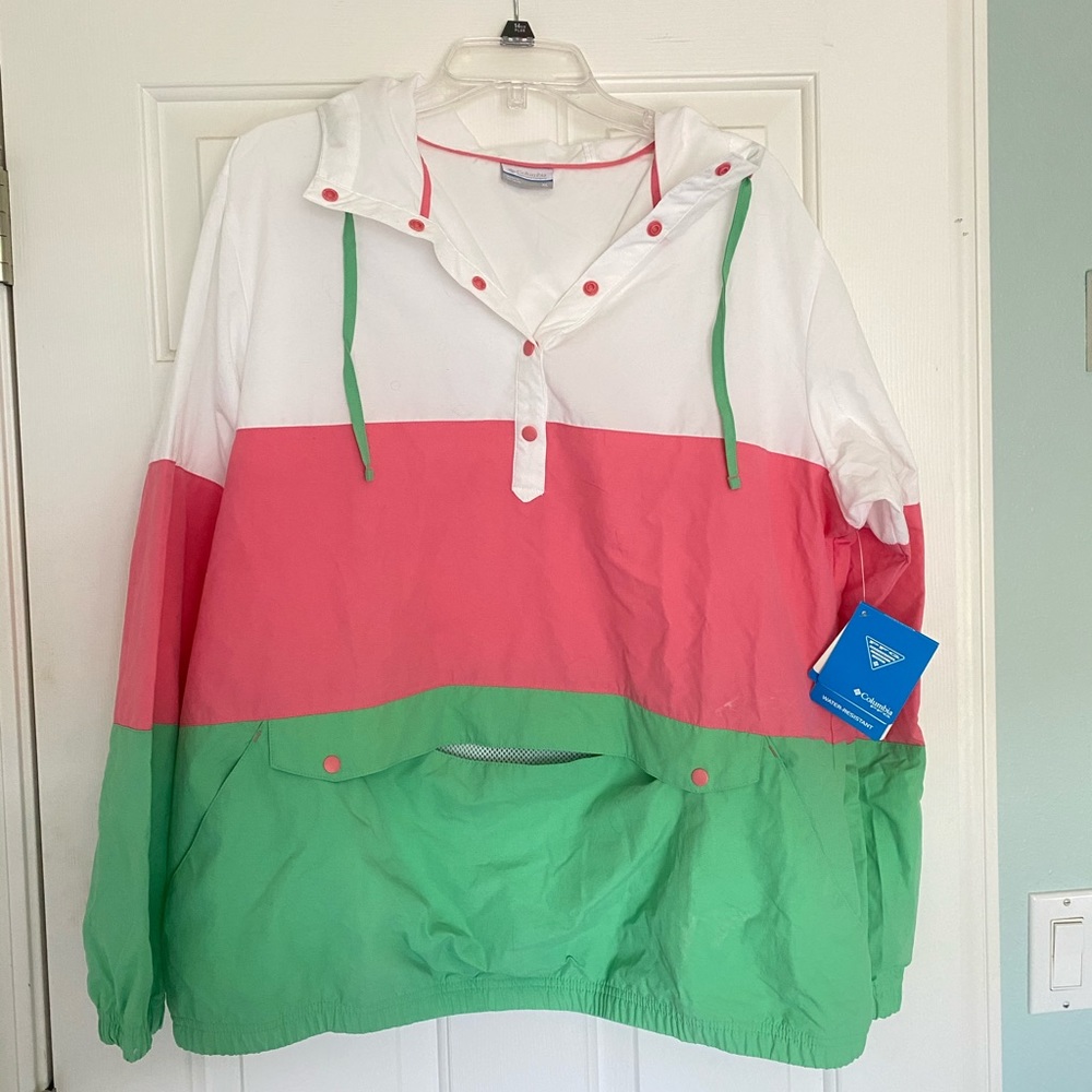 Tricolor striped  fishing pullover windbreaker